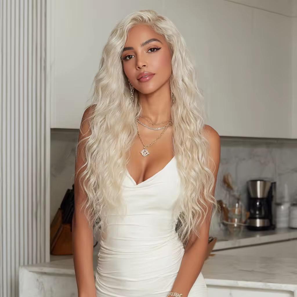 Long Wavy Blonde Wig: Heat-Resistant Synthetic Lace Front - Image 5
