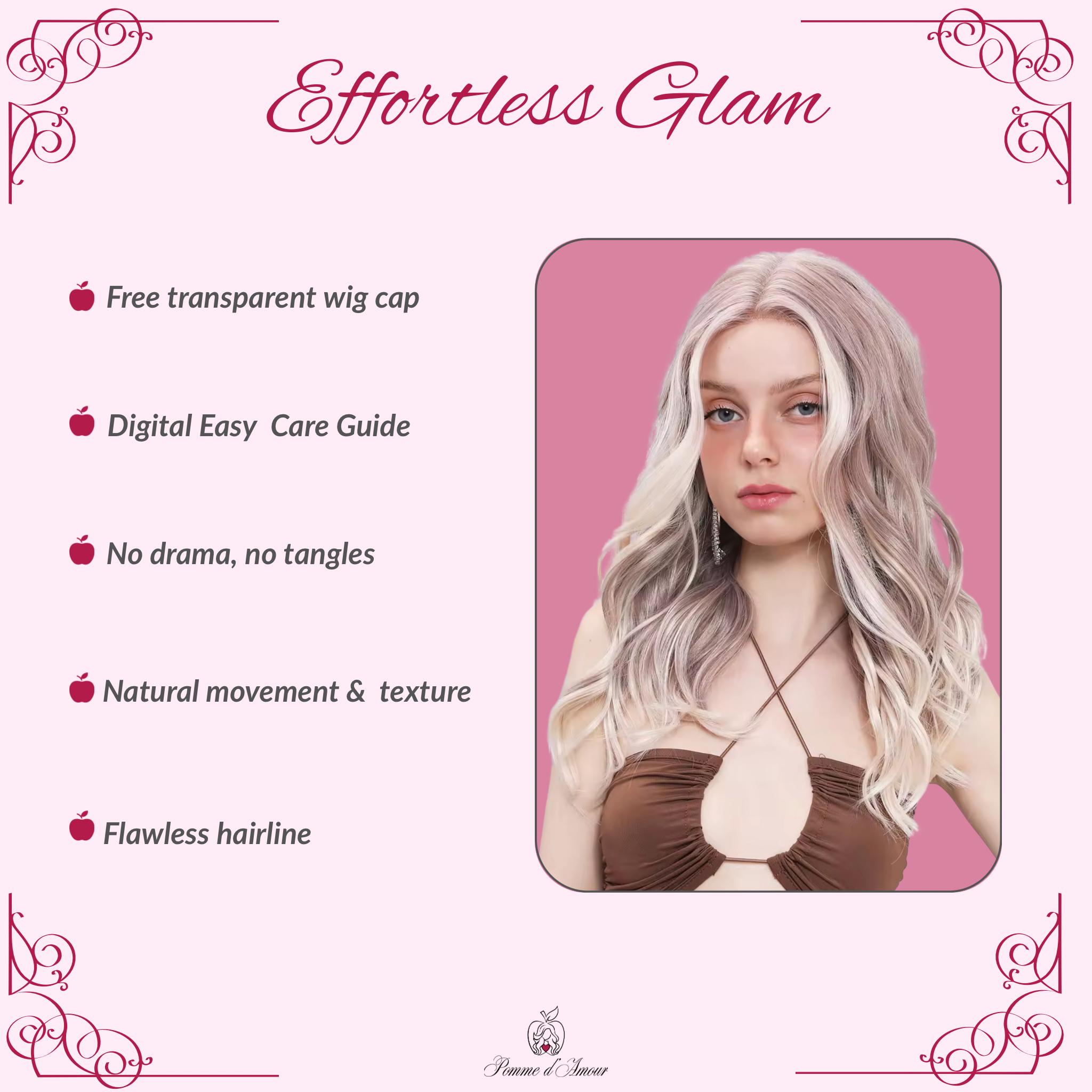 Pastel Purple Blonde Lace Front Wig: 26" Wavy Heat-Resistant Synthetic Hair - Image 5