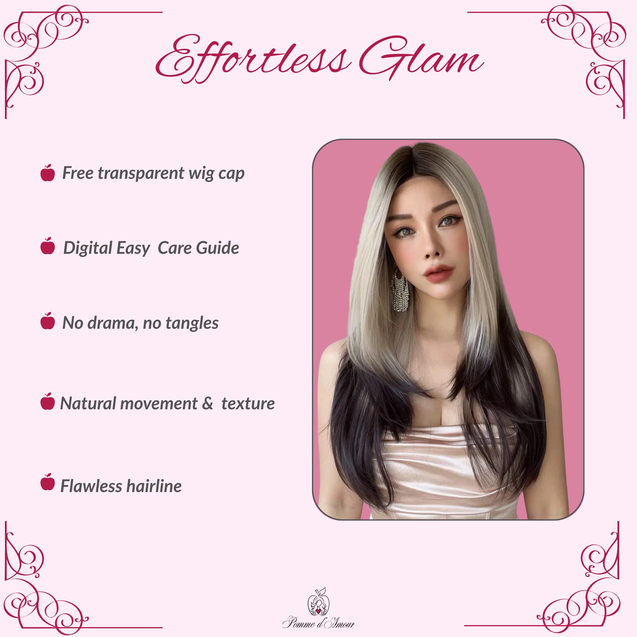 Blonde Gradient Black Lace Front Wig: Alt Girl Heat-Resistant Synthetic Hair - Image 5