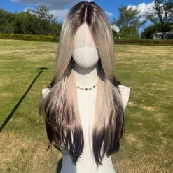 Blonde Gradient Black Lace Front Wig: Alt Girl Heat-Resistant Synthetic Hair