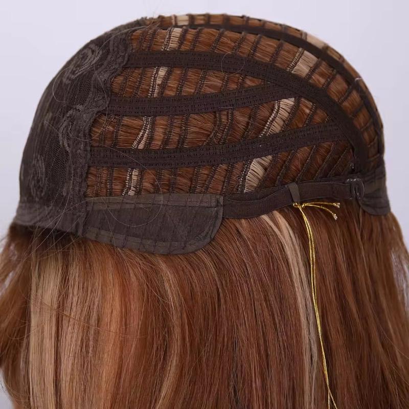 Long Wavy Auburn Wig with Bangs: Glueless Synthetic Hair, 26 Inch - Image 3
