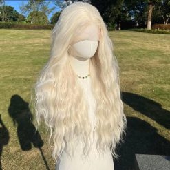 Long Wavy Blonde Wig: Heat-Resistant Synthetic Lace Front