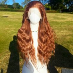 Long Ginger Lace Front Wig: Heat Resistant Copper Orange Cosplay