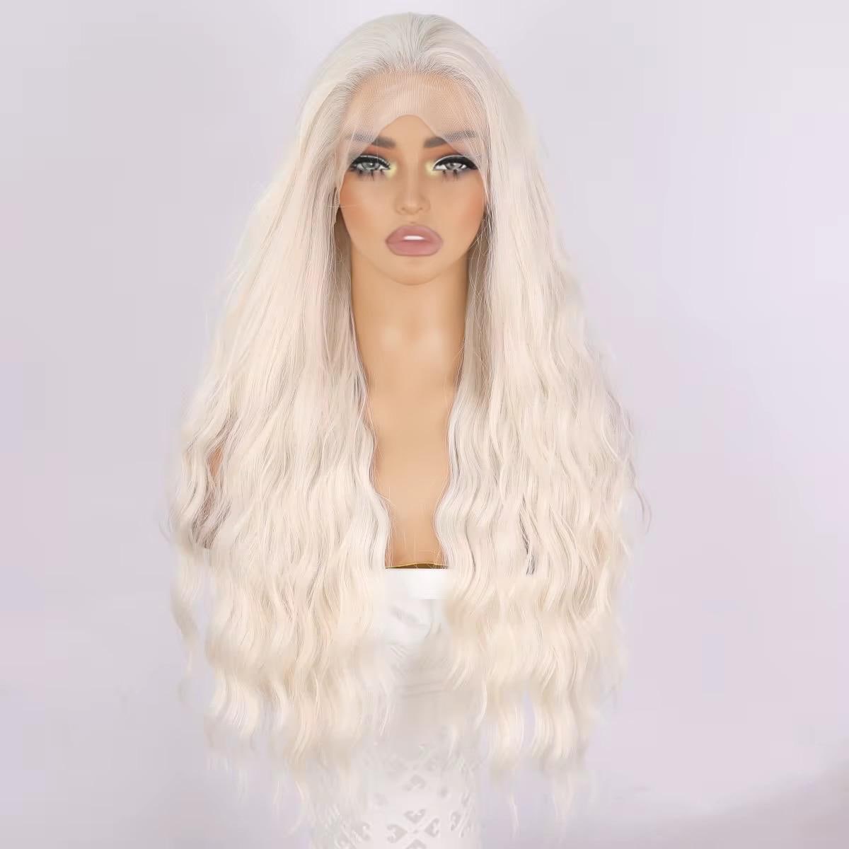 Long Wavy Blonde Wig: Heat-Resistant Synthetic Lace Front - Image 4