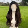 Long Wavy Chocolate Brown Lace Front Wig: Heat-Resistant Synthetic Hair