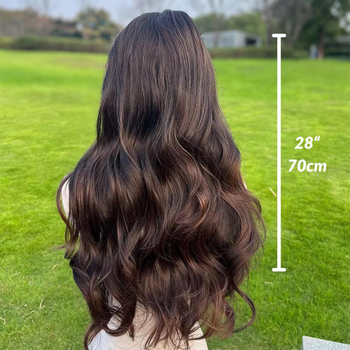 Long Wavy Chocolate Brown Lace Front Wig: Heat-Resistant Synthetic Hair - Image 2