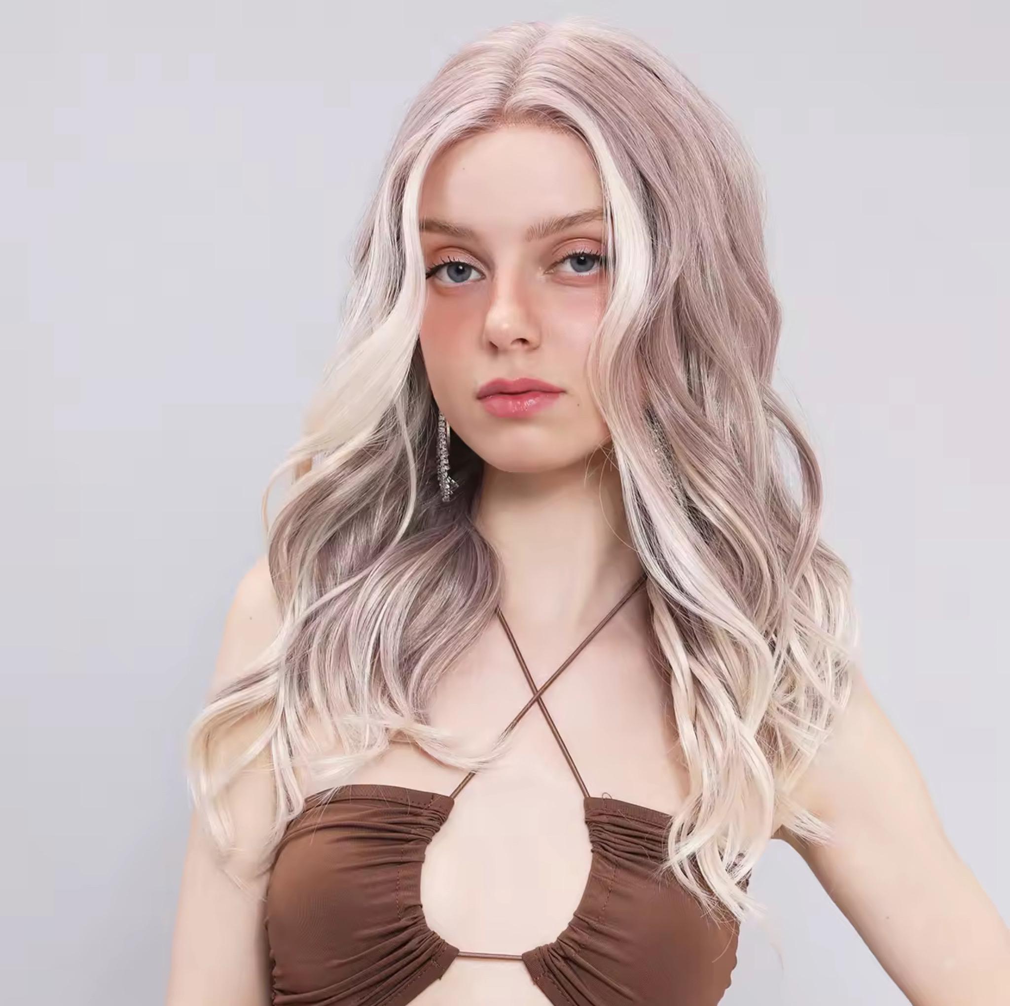 Pastel Purple Blonde Lace Front Wig: 26" Wavy Heat-Resistant Synthetic Hair - Image 4