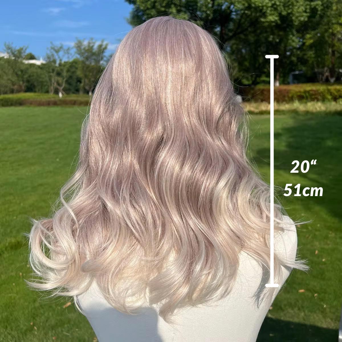 Pastel Purple Blonde Lace Front Wig: 26" Wavy Heat-Resistant Synthetic Hair - Image 3